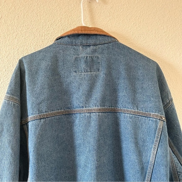 VTG WoodLake Men’s Chore Trucker Jacket XL Leather Denim Rodeo Cowboy Barn Work - Picture 13 of 16